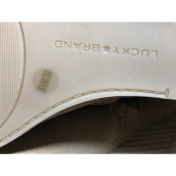 Lucky Brand Lureli Sandal Peep Toe Wedge Tan NEW 8.5 US - Picture 6 of 7